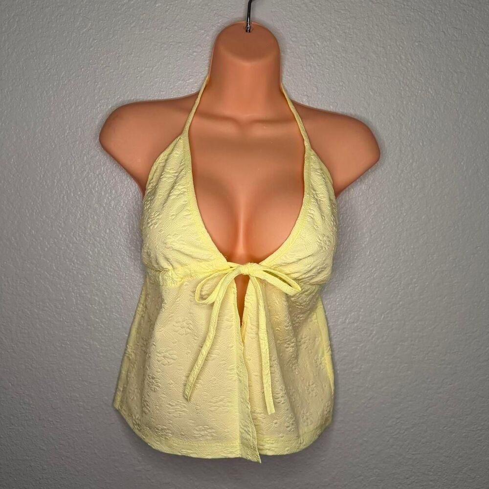 New Yellow halter neck top with tie detail